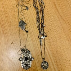 Two boho necklaces multiple layers